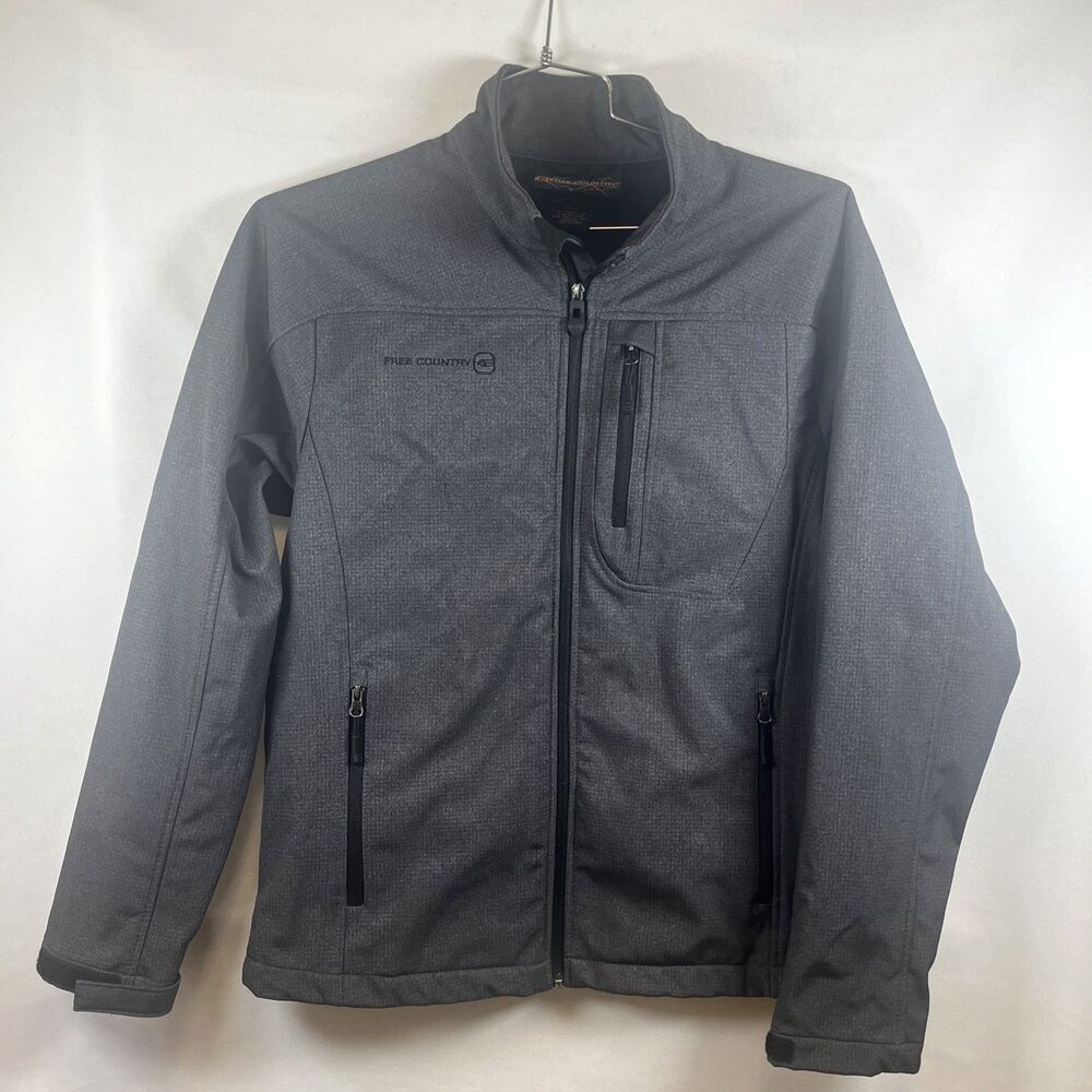 Free Country Gray Fleece Lined Softshell Jacket Windbreaker Men S